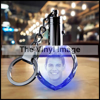 Engraved 3D Crystals Heart Key Chain Crystal